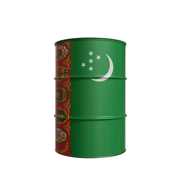 Barile di petrolio con la bandiera del Turkmenistan