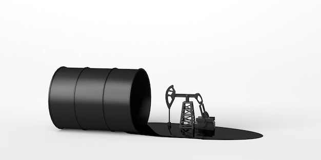 Barile di petrolio fuoriuscito con la pompa di estrazione dell'olio Instabilità della volatilità del mercato Spazio di copia