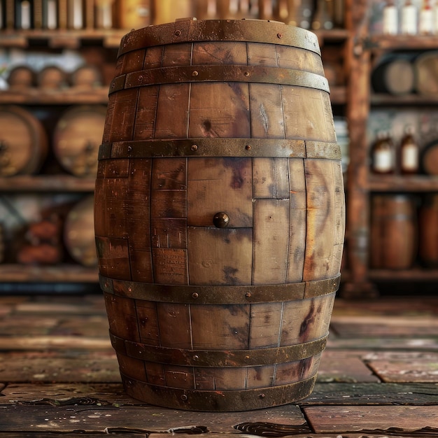 Barile di vino nella cantina della cantina Old Whiskey Alcohol Keg Mockup di barile di vino Abstract Generative AI Illustration