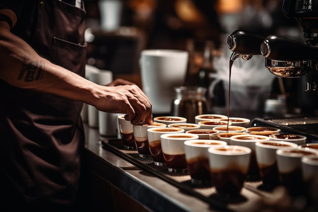 Barista che fa una tazza di caffè