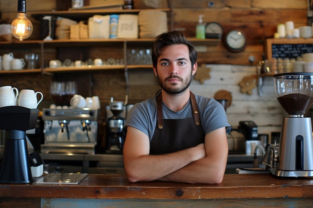 Barista pronto per il servizio al caffè con AI generata