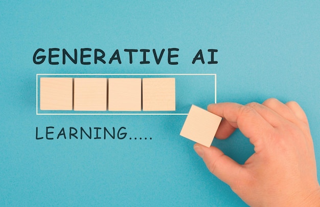 Barra di caricamento dell'apprendimento generativo AI intelligenza artificiale in progresso tecnologia in competizione