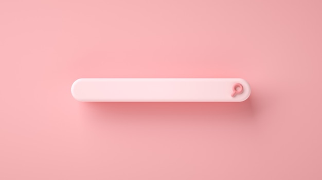 Barra di ricerca vuota moderna e minimale su sfondo rosa. 3Rendering