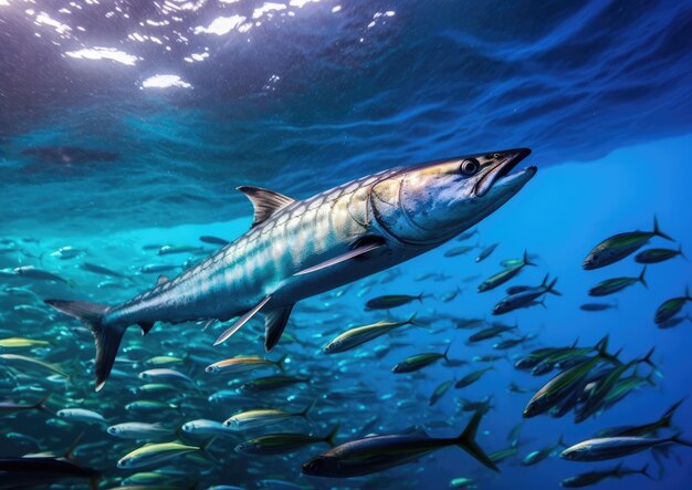 Barracuda un grande pesce predatore con pinne raggiate