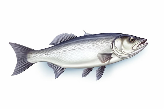 Barramundi o pesce bar isolato su sfondo bianco