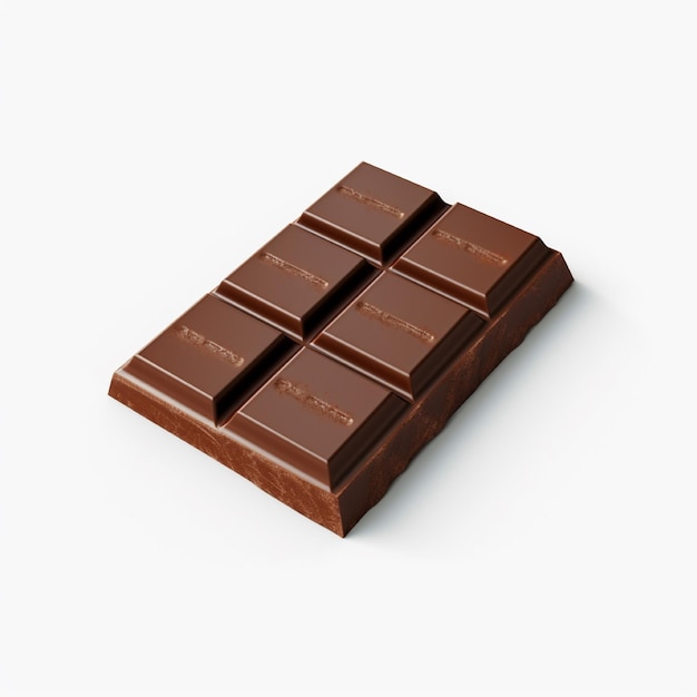 Barretta di cioccolato su sfondo bianco AI generato