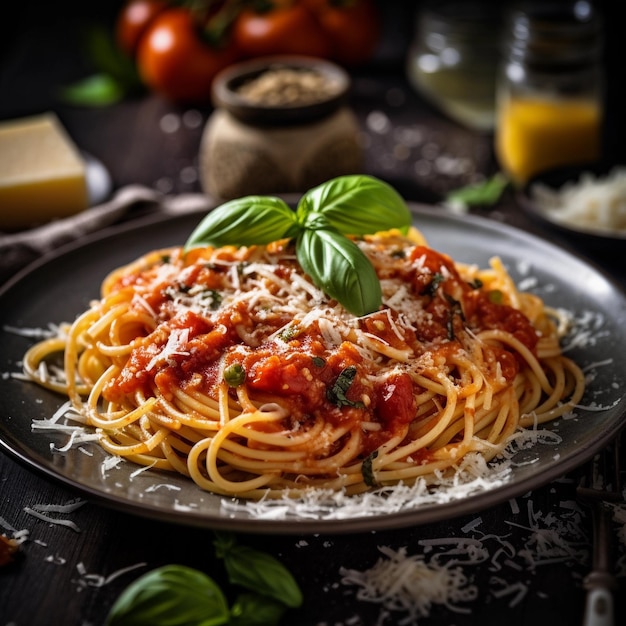 Barrette di spaghetti salate Un delizioso piatto da pranzo con pomodori e salsa