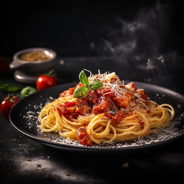 Barrette di spaghetti salate Un delizioso piatto da pranzo con pomodori e salsa