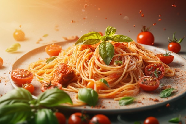 Barrette di spaghetti salate Un delizioso piatto da pranzo con pomodori e salsa