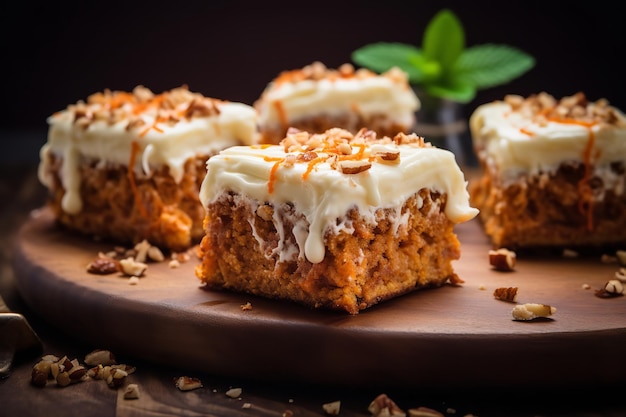 Barrette di torta di carote con turbinii di crema di formaggio