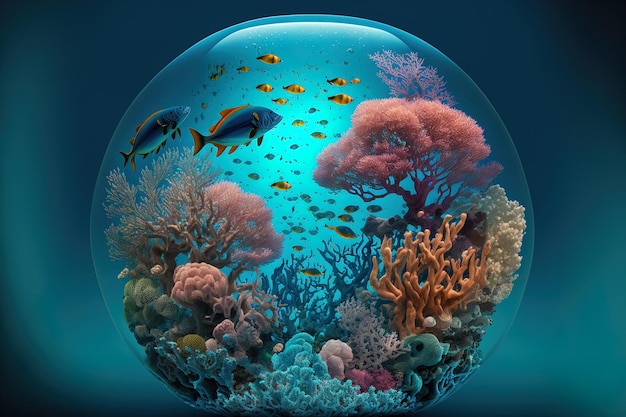 Barriera corallina vista subacquea globo oceano paesaggio animale