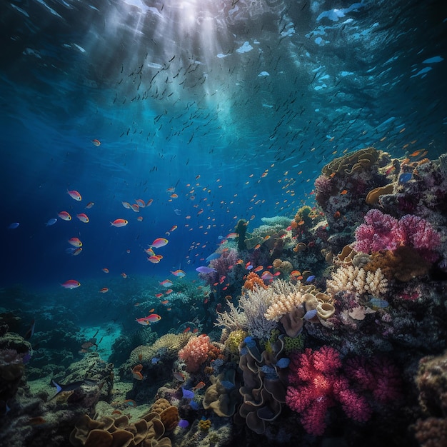 Barriere coralline sottomarine riprese bellissimi coralli colorati pesci acqua limpida bel fondo marino