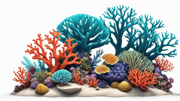 Barriere coralline su uno sfondo bianco isolato