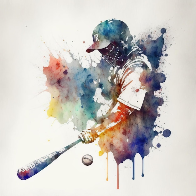 Baseball di arte sportiva dell'acquerello