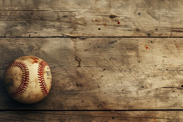 Baseball su sfondo di legno con effetto filtro vecchio stile vintage retro