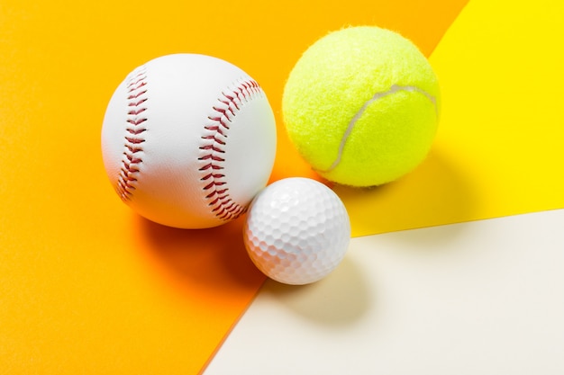 Baseball, tennis e pallina da golf