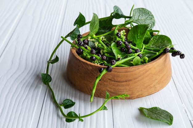 Basella alba foglie vegetali per la salute.