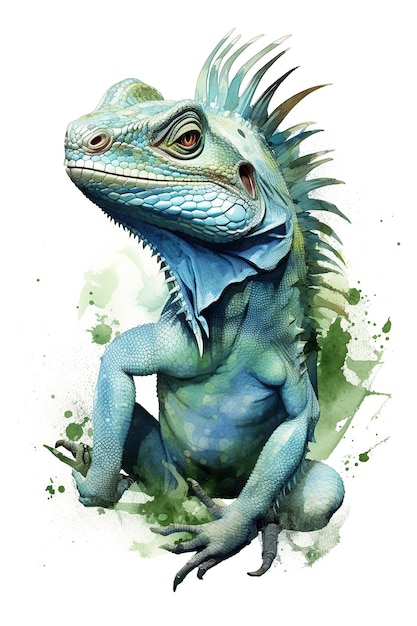 Basilisk Chameleon acquerello clipart carino isolato su sfondo bianco con intelligenza artificiale generativa