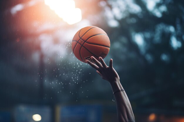 basket e palla nel parco