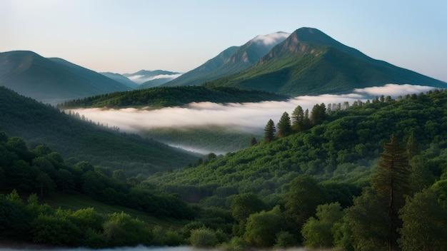 Batch afforest nebbia mattutina mistica Risorsa creativa AI Generato