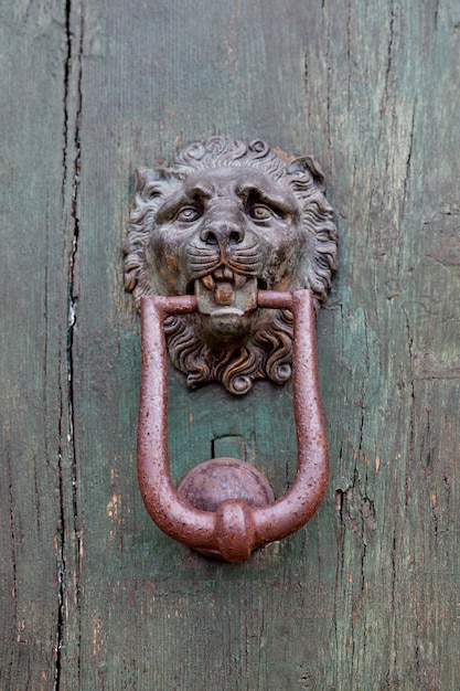 Battente porta a forma di leone antico italiano