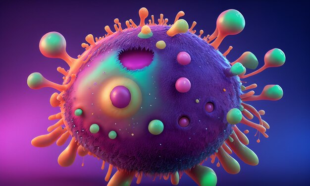 Batteri microrganismi virus covid virus batterico 3d sfondo medico