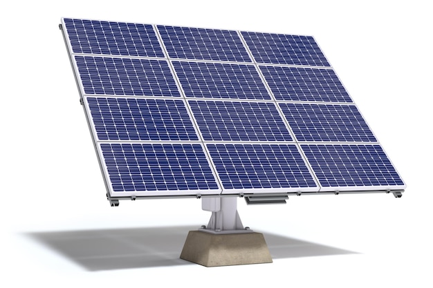 Batterie solari per un'elettricità pura ed energia verde isolate su sfondo bianco