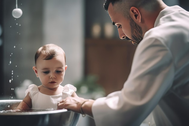 Battesimo di un bambino nella Chiesa Battesimo del neonato battesimo un evento cattolico nella chiesa l'unione con dio Tradizione religiosa sacramento cristiano grazia le leggi di Dio