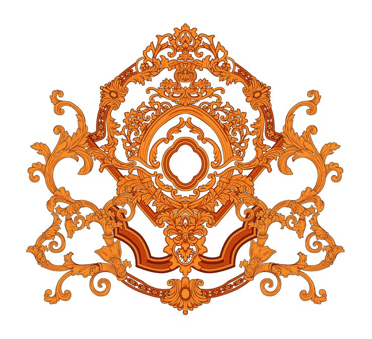 Beautiful abstract baroque ornament motif used to design textile fabric frame pattern interior
