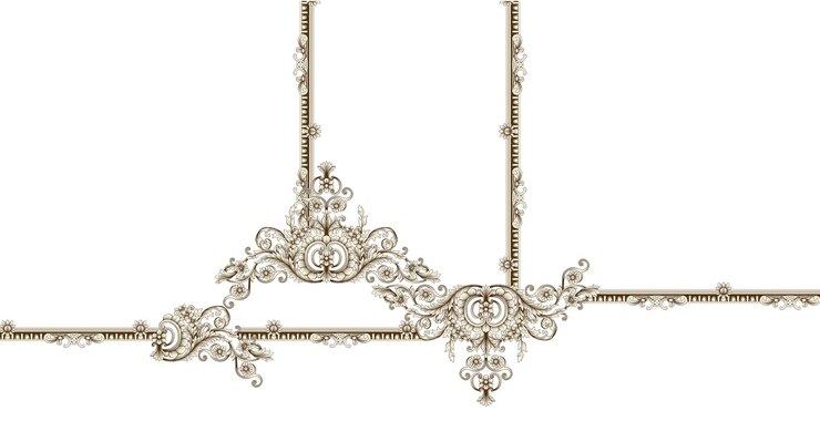 Beautiful abstract baroque ornament motif used to design textile fabric frame pattern interior