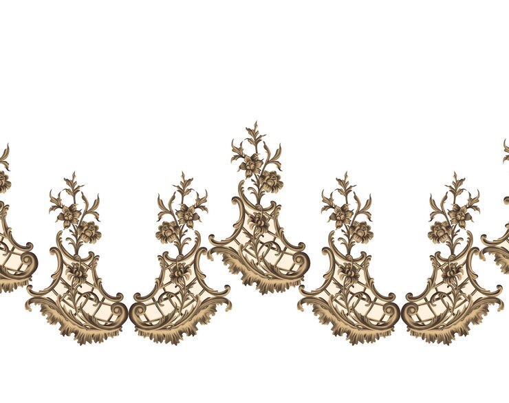 Beautiful abstract baroque ornament motif used to design textile fabric frame pattern interior