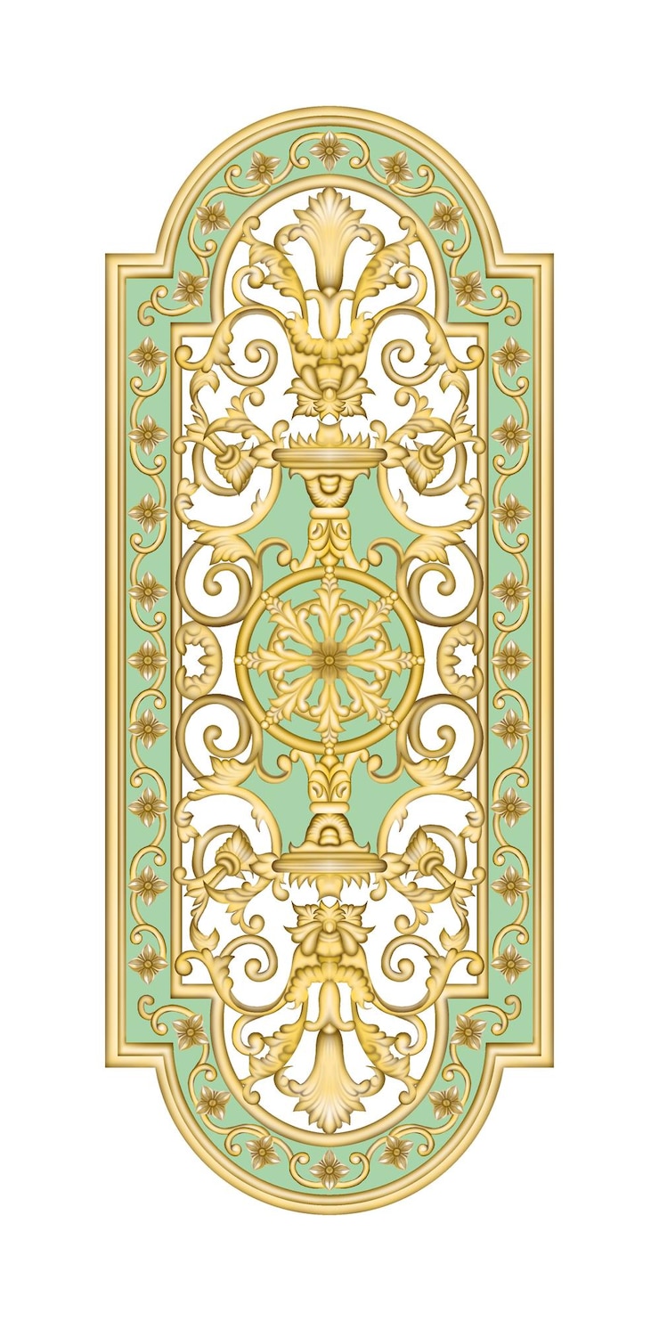Beautiful abstract baroque ornament motif used to design textile fabric frame pattern interior