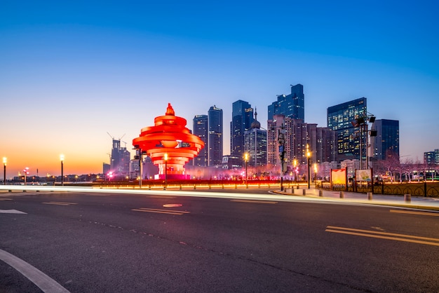 Beautiful Nightscape of Urban Architecture a Qingdao