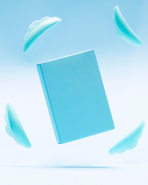 beauty box business foto nei colori blu e bianco ciglia geometria astratta sfondo mockup