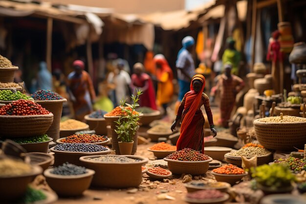 Beauty Tilt Shift con un servizio fotografico unico e creativo di un vivace mercato nigeriano scattato con