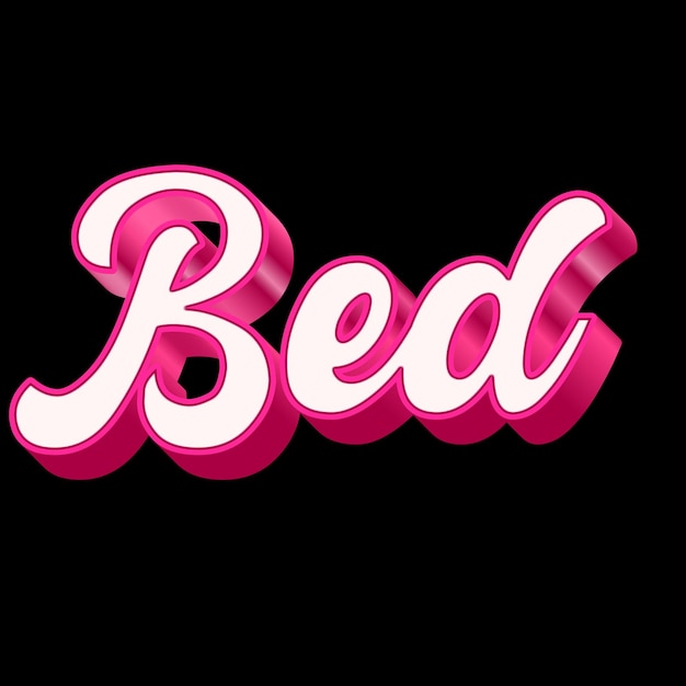 Bed Typography Design 3D Rosa Nero Bianco Fotografia di sfondo JPG