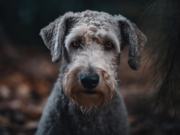 Bedlington Terrier cane da vicino creato con tecnologia Generative AI