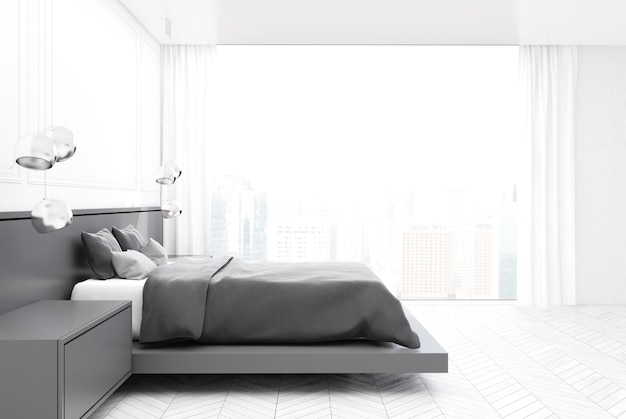 Bedroom bianco lato letto grigio