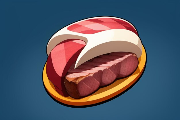 Beef western food UI icon game prop design gourmet steak style 3D c4d elemento di rendering dei cartoni animati