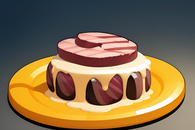 Beef western food UI icon game prop design gourmet steak style 3D c4d elemento di rendering dei cartoni animati