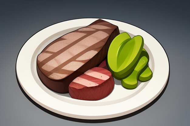 Beef western food UI icon game prop design gourmet steak style 3D c4d elemento di rendering dei cartoni animati