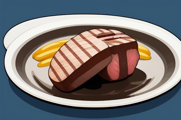 Beef western food UI icon game prop design gourmet steak style 3D c4d elemento di rendering dei cartoni animati