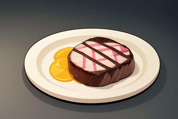 Beef western food UI icon game prop design gourmet steak style 3D c4d elemento di rendering dei cartoni animati