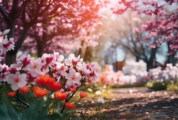 Bei fiori di fioritura della molla nel parco