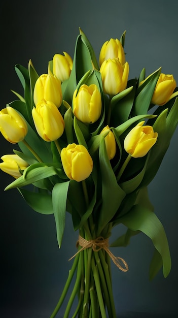Bei tulipani gialli freschi
