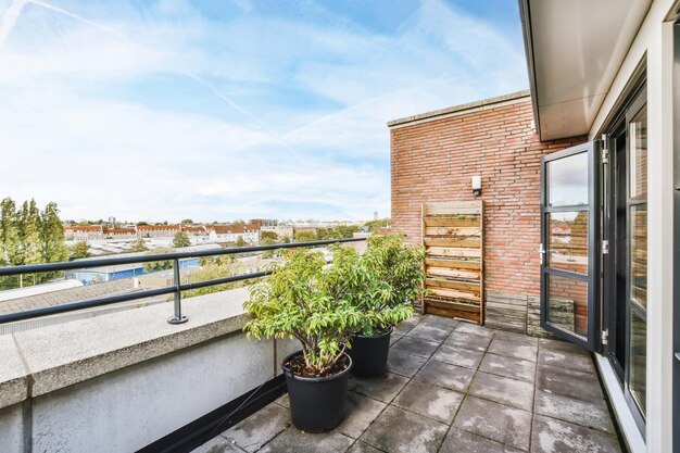 Bel balcone con molti fiori in vaso?