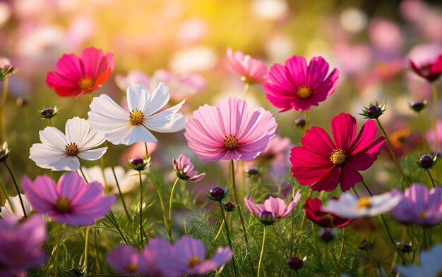 Bel campo di fiori colorati del cosmo