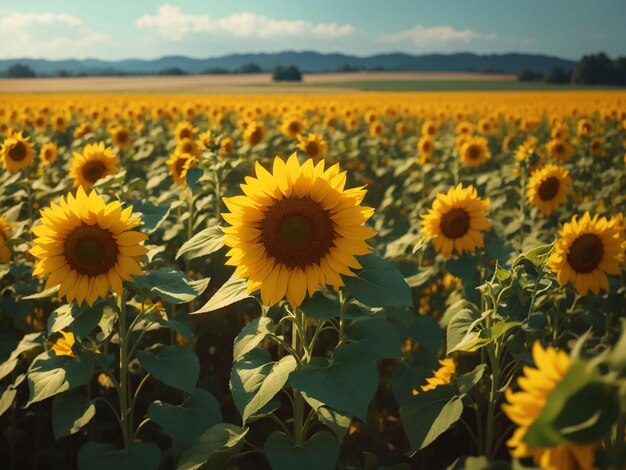 Bel campo di girasoli