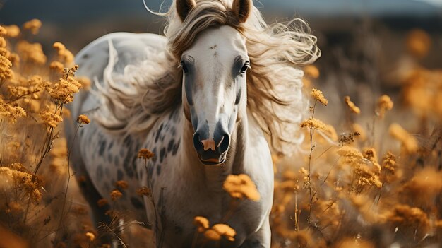 bel cavallo bianco nel campo