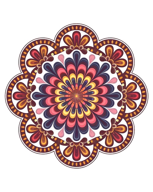 Bel design di mandala arte colorata sfondo bianco